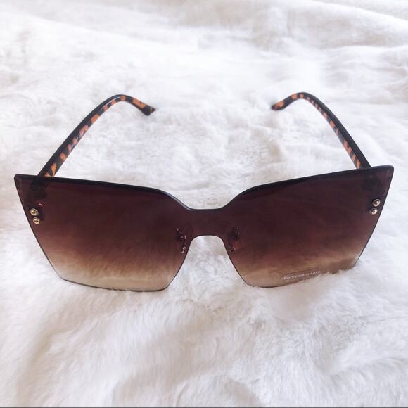 Dana Brown Rimless Oversized Cat Eye Sunglasses - Picture 5 of 9